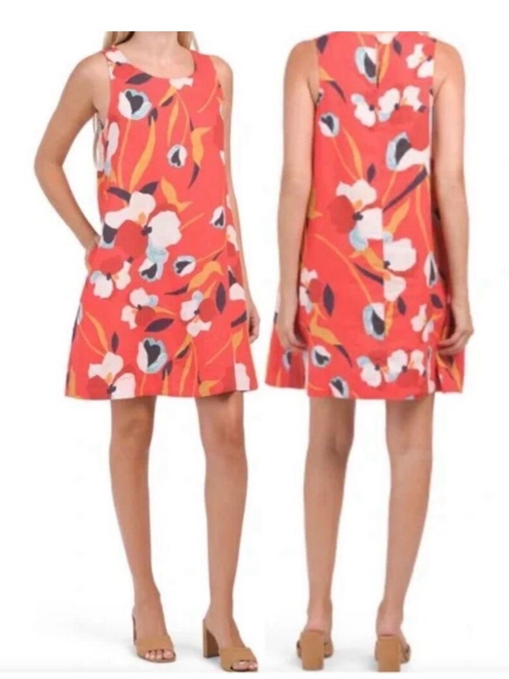 Sigrid Olsen 100% Linen Floral Artwear Mini Dress Large